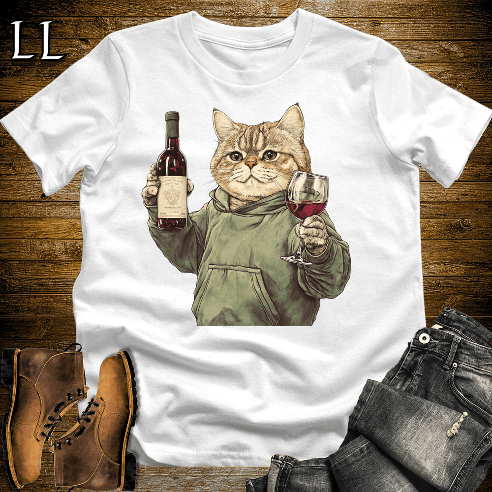 Party Animal Wine Night Cat - White - LegacyLayers