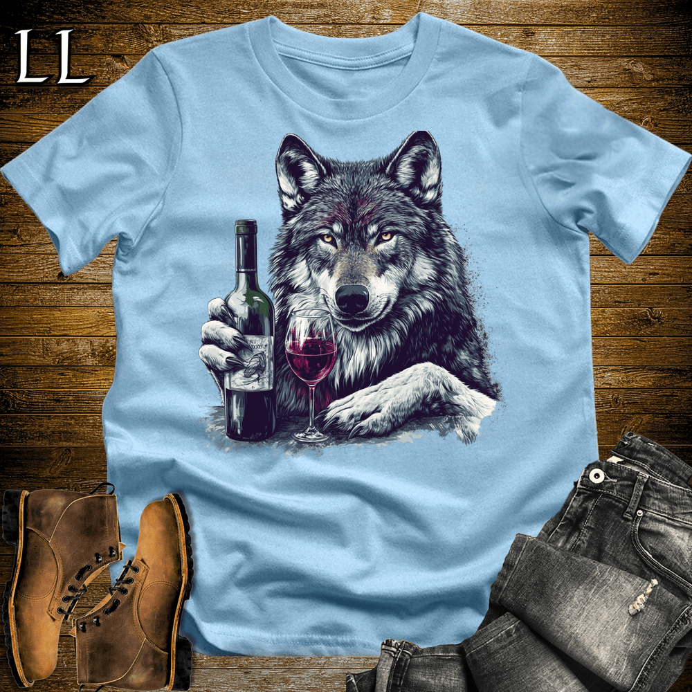 Party Animal Wine Night Wolf - Light Blue - LegacyLayers