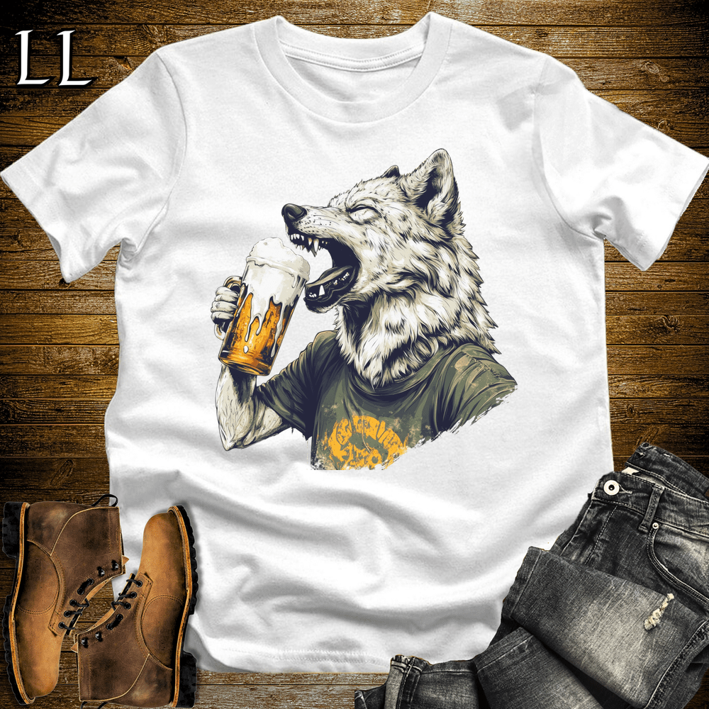 Party Animals Beer Chug Wolf - White - LegacyLayers