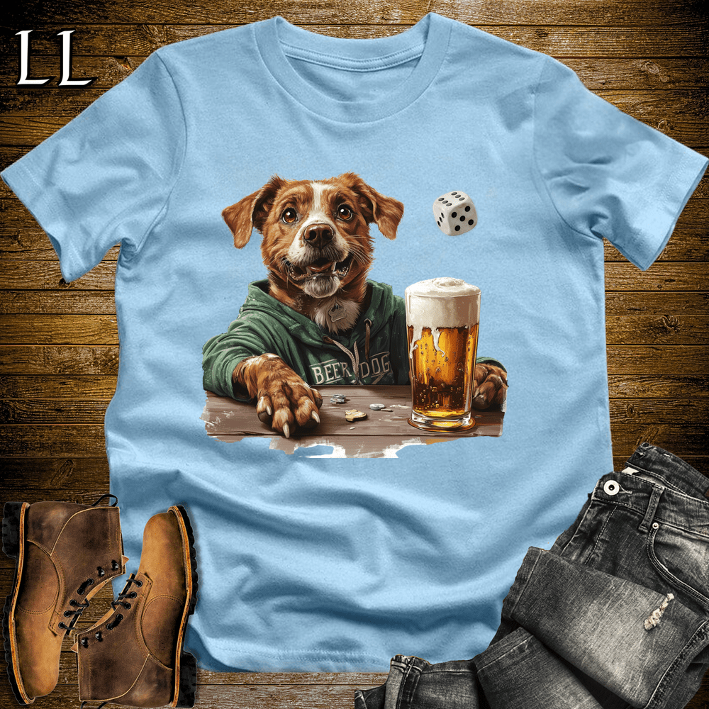 Party Animals Beer Dice Dog Light Blue | Beer Dice Dog | Party Animal Tee