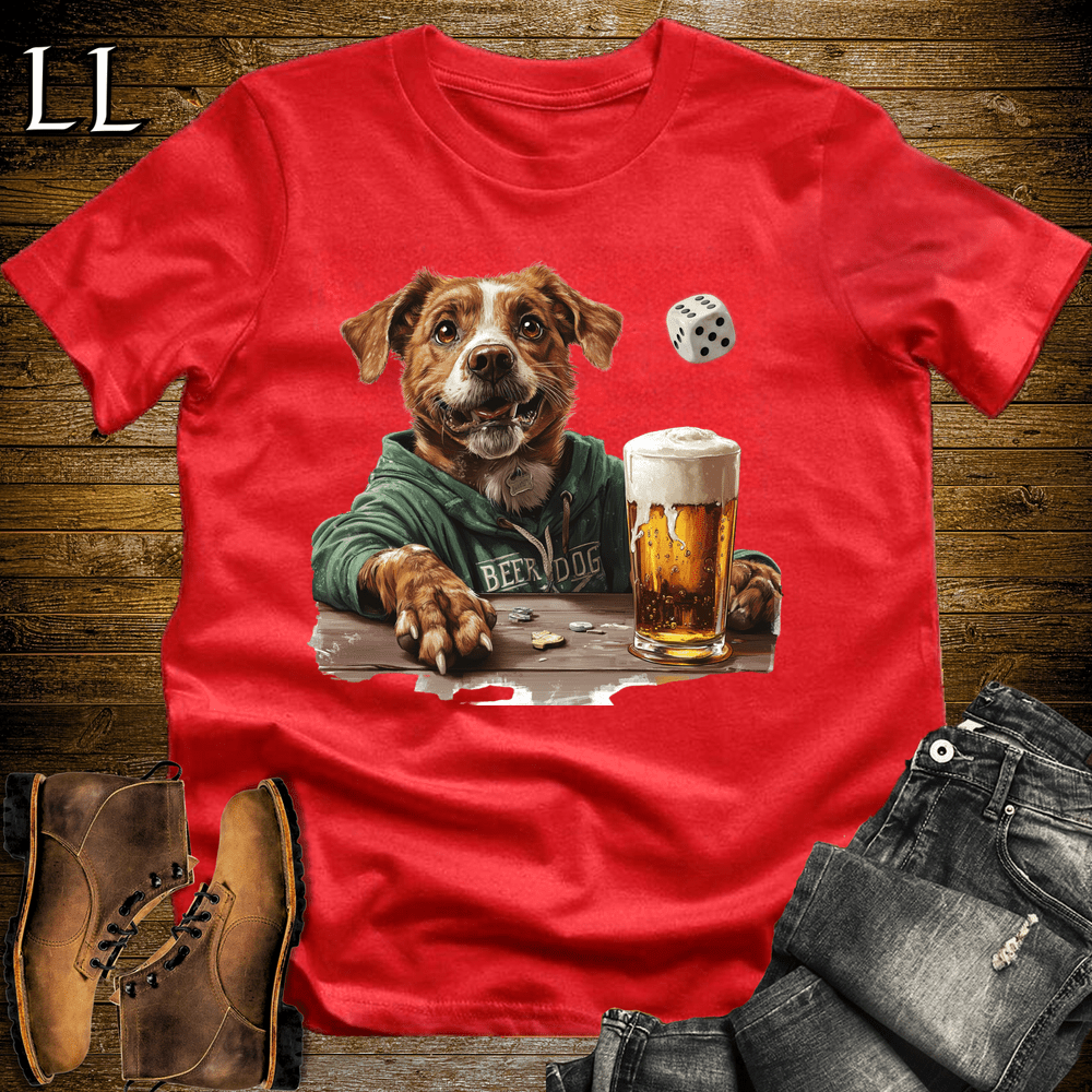 Party Animals Beer Dice Dog Red | Beer Dice Dog | Party Animal Tee