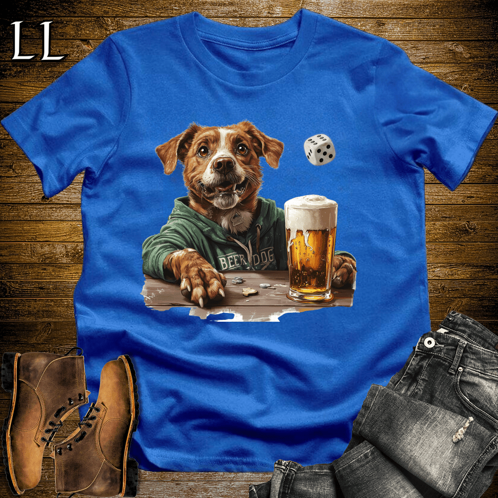Party Animals Beer Dice Dog Royal Blue | Beer Dice Dog | Party Animal Tee