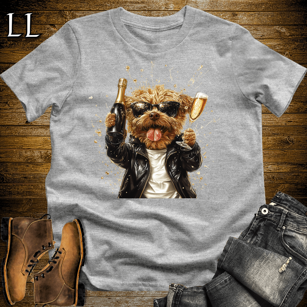 Party Animals Champagne Shower Dog Sport Grey | Champagne Dog | Party Animal Tee