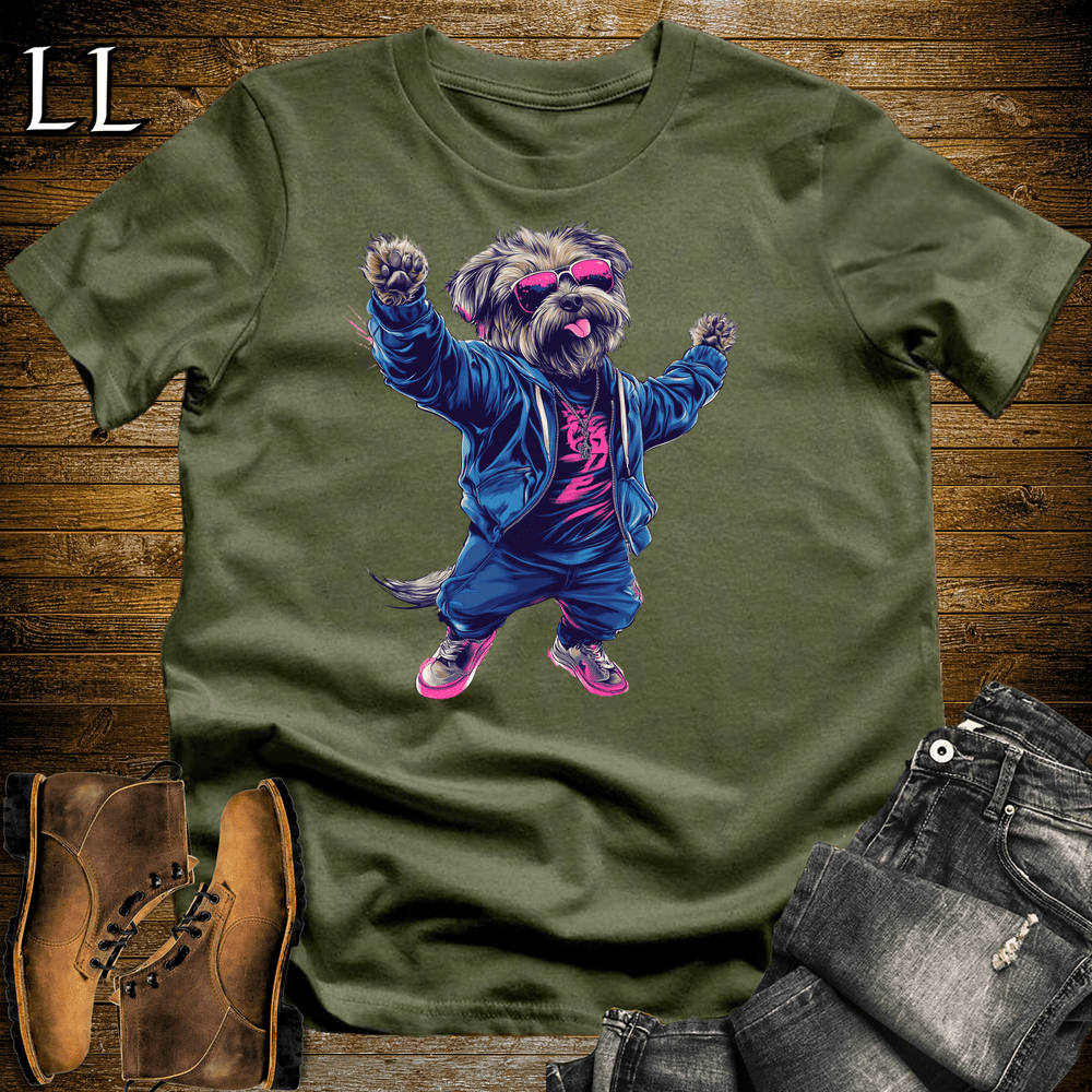 Party Animals Dancing Dog Military Green | Party Animal Tee