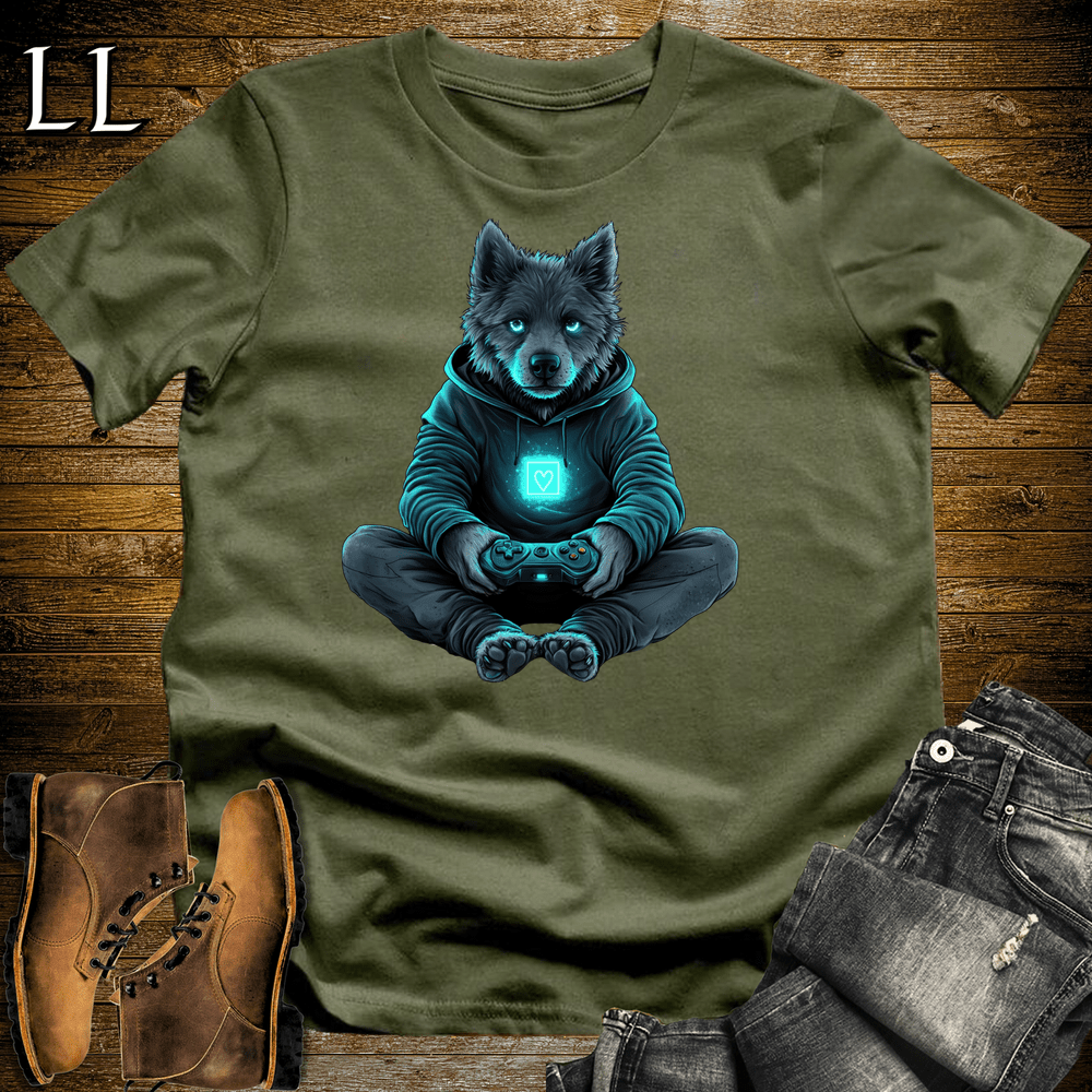 Party Animals Gaming Night Dog Military Green | Gaming Night Dog | Party Animal Tee