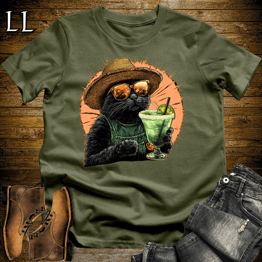 Party Animals Margarita Cat Military Green | Party Animal Tee