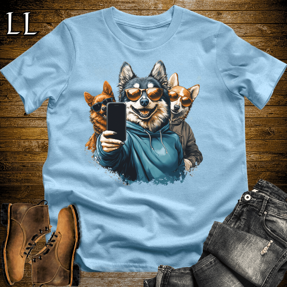Party Animals Take A Selfie Dog - Light Blue - LegacyLayers