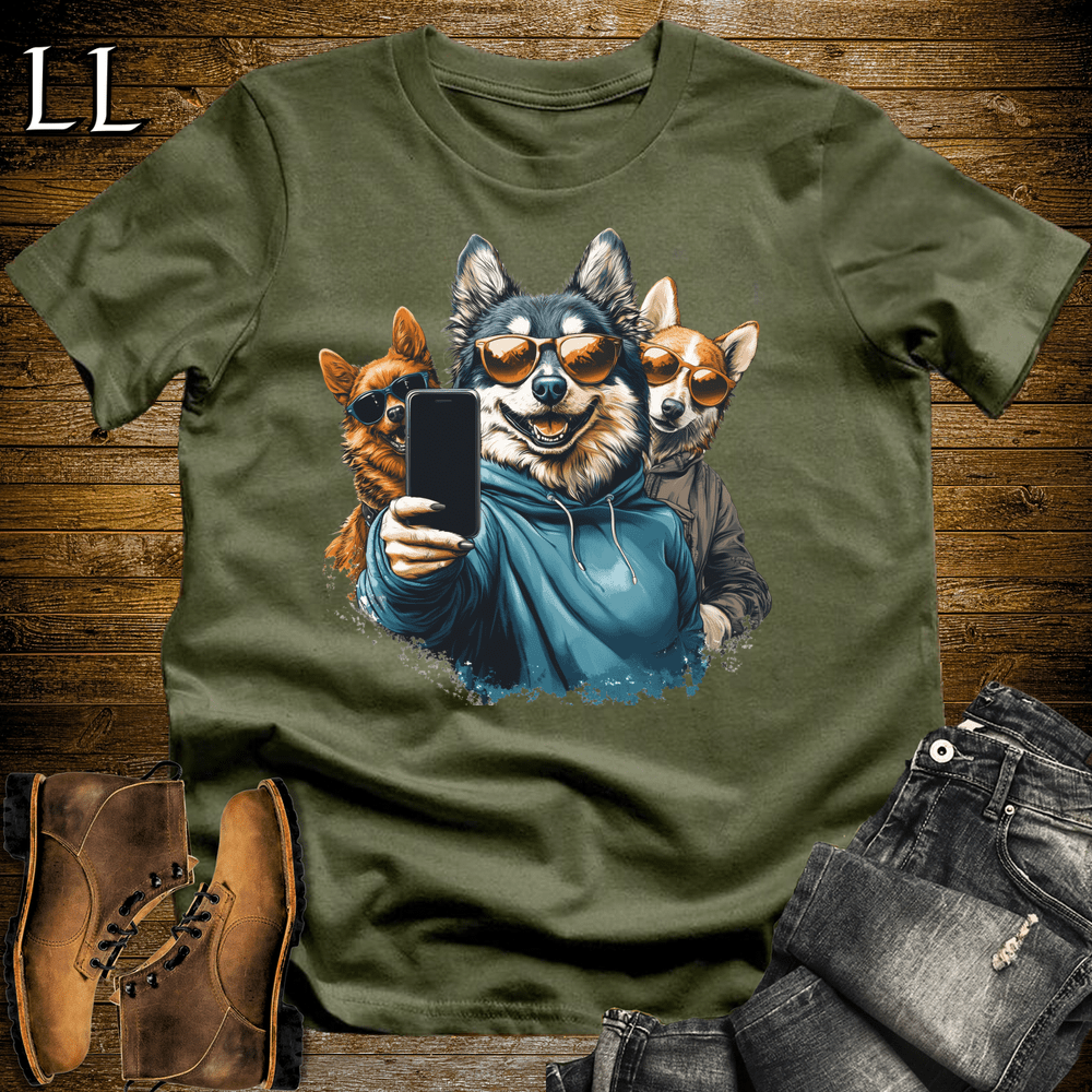 Party Animals Take A Selfie Dog - Military Green - LegacyLayers