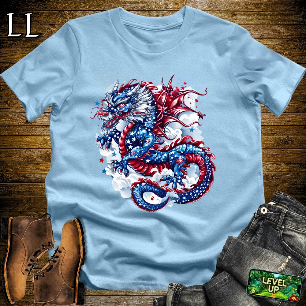 Patriotic Dragon Softstyle Tee - Light Blue - LegacyLayers