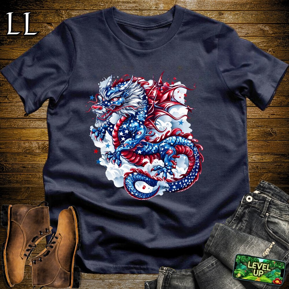 Patriotic Dragon Softstyle Tee - Navy - LegacyLayers