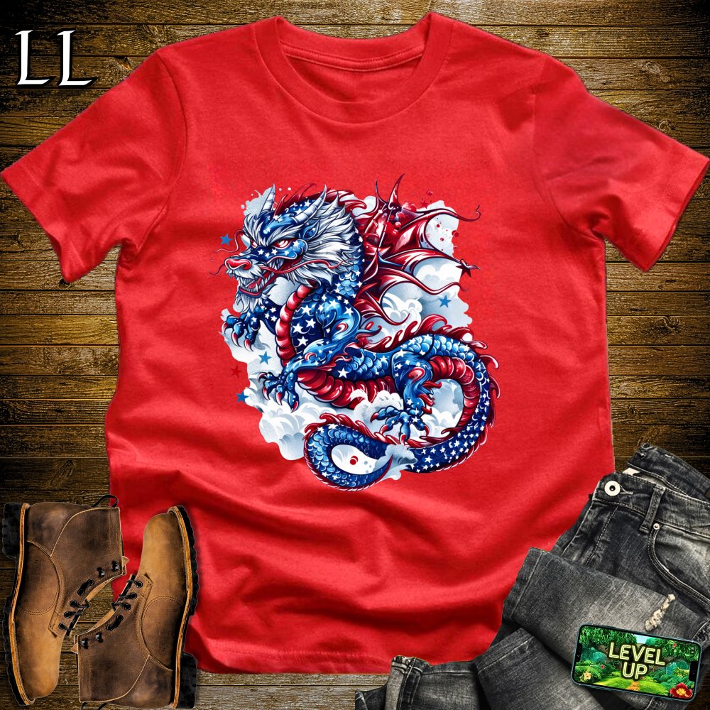 Patriotic Dragon Softstyle Tee - Red - LegacyLayers