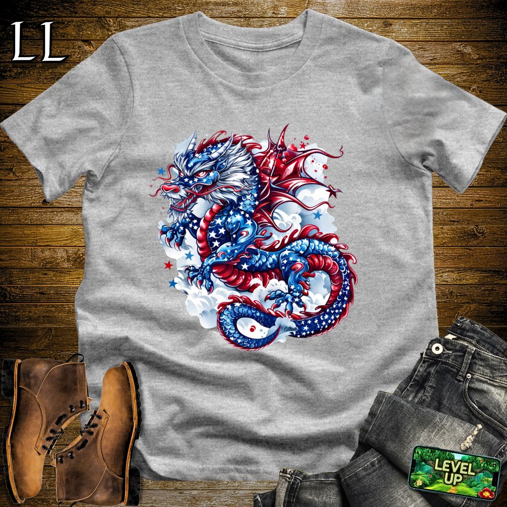 Patriotic Dragon Softstyle Tee - Sport Grey - LegacyLayers