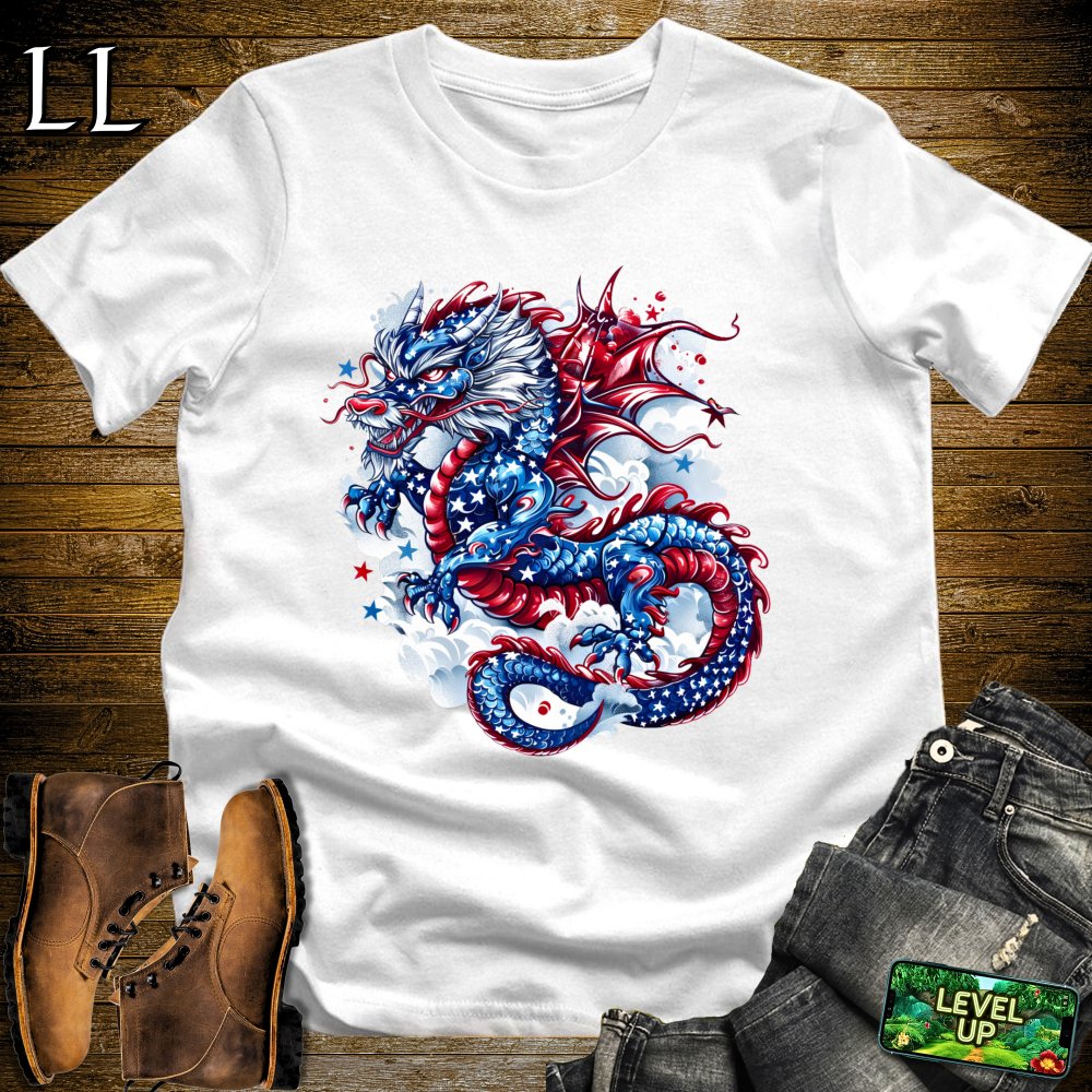 Patriotic Dragon Softstyle Tee - White - LegacyLayers