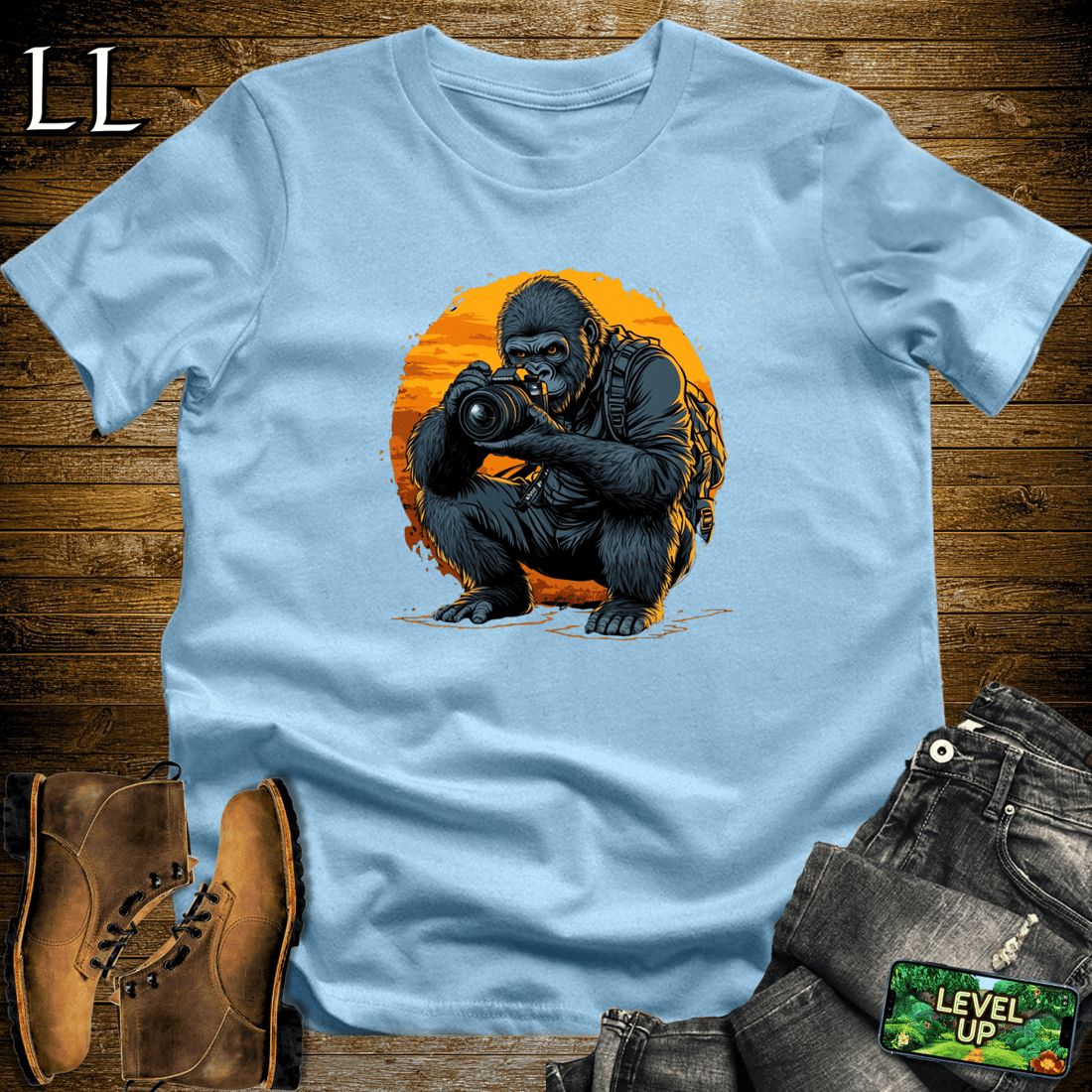Photographer Gorilla Softstyle Tee Light Blue | Photography Gift Tee
