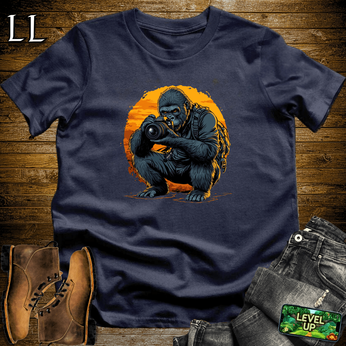 Photographer Gorilla Softstyle Tee Navy | Photography Gift Tee