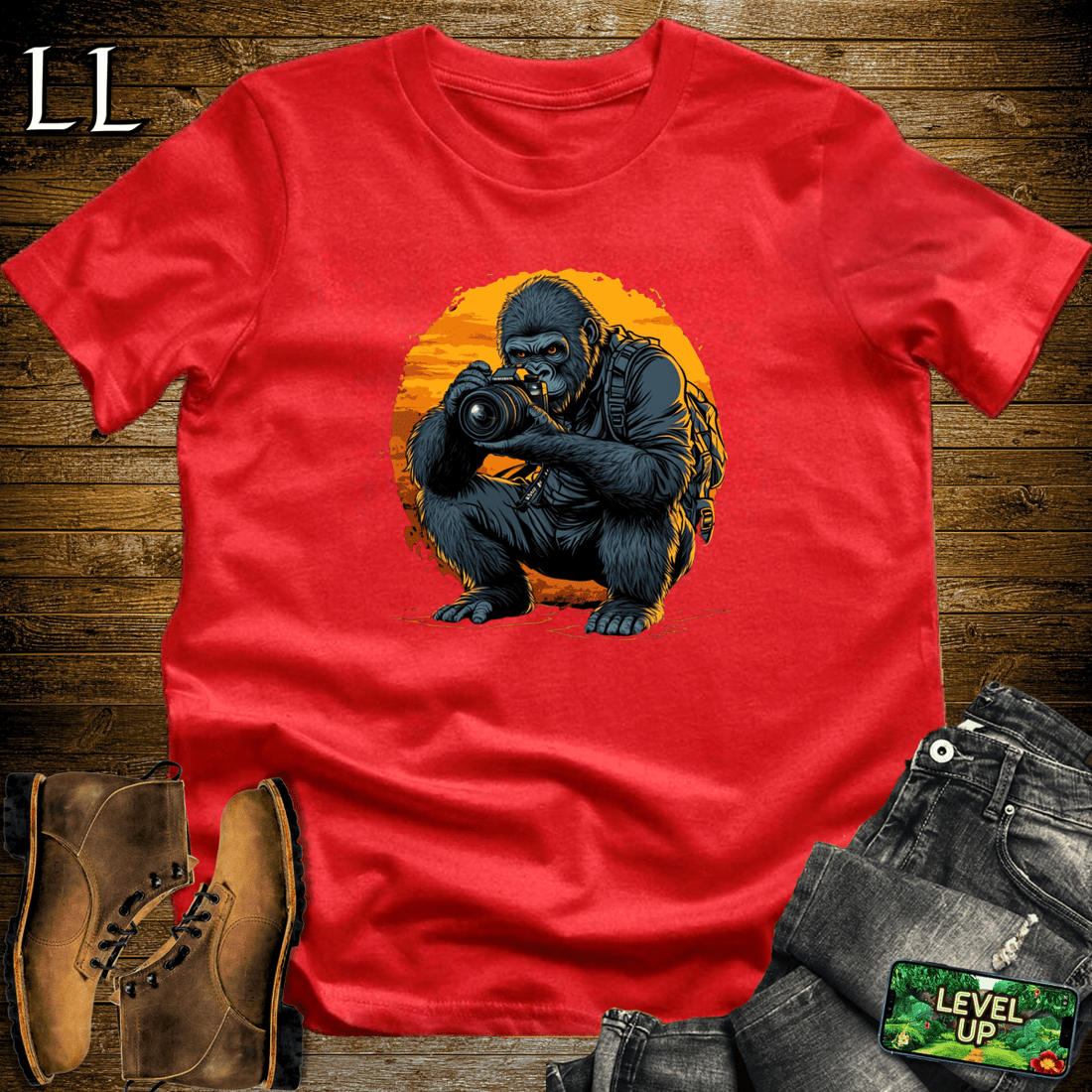 Photographer Gorilla Softstyle Tee Red | Photography Gift Tee
