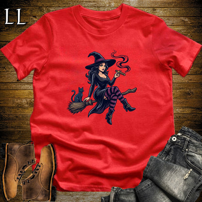 Pin-Up Witch Morgana Cigar T-Shirt Red | Halloween Cigar Shirt