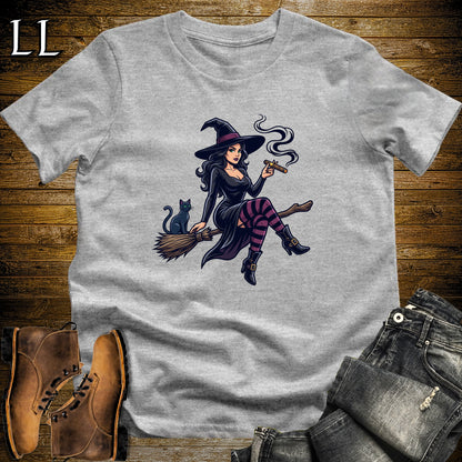 Pin-Up Witch Morgana Cigar T-Shirt Sport Grey | Halloween Cigar Shirt