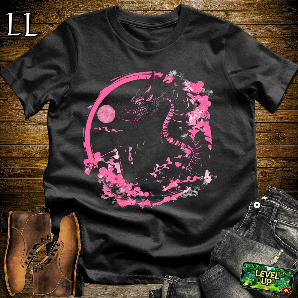 Pink Moon Dragon Softstyle Tee - Black - LegacyLayers