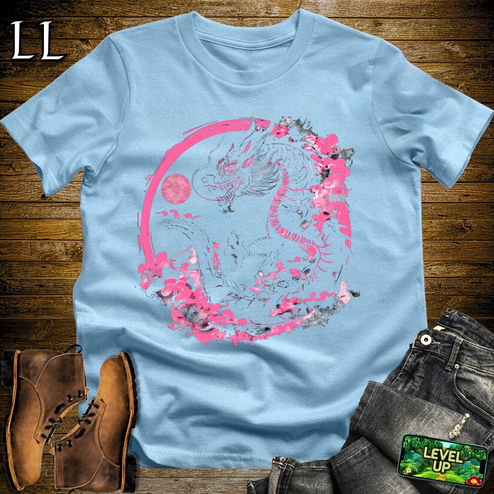 Pink Moon Dragon Softstyle Tee - Light Blue - LegacyLayers