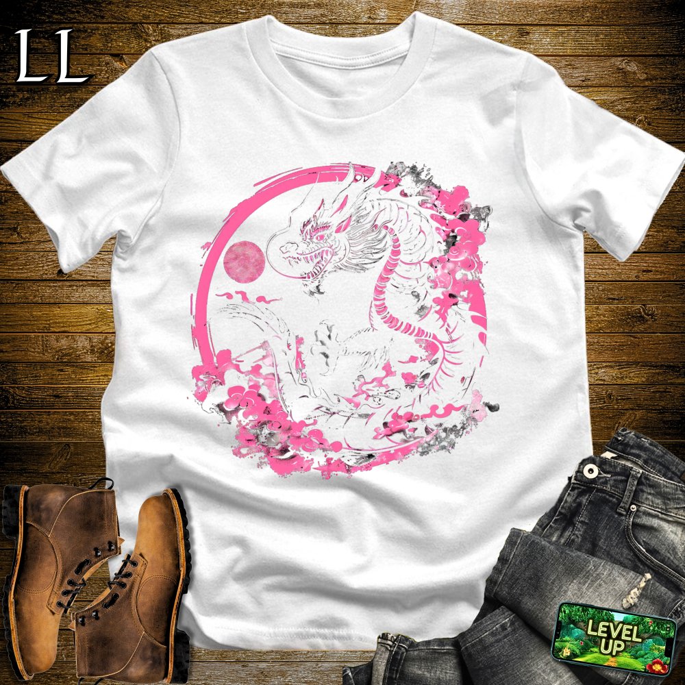 Pink Moon Dragon Softstyle Tee - White - LegacyLayers