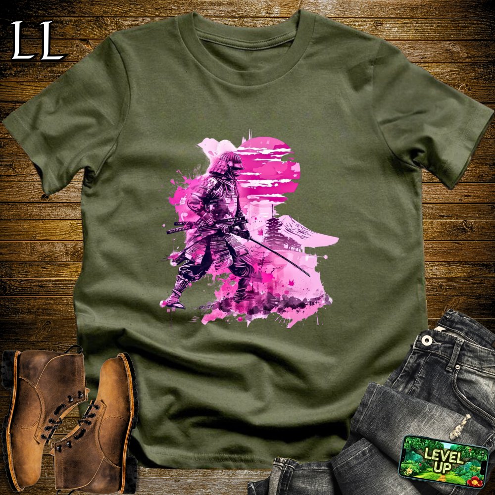 Pink Moon Samurai Softstyle Tee - Military Green - LegacyLayers