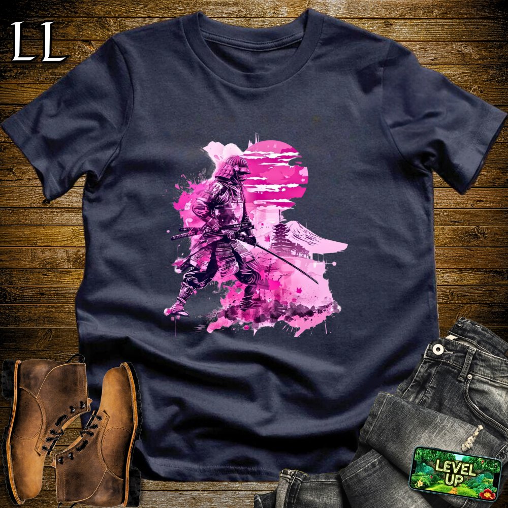 Pink Moon Samurai Softstyle Tee - Navy - LegacyLayers