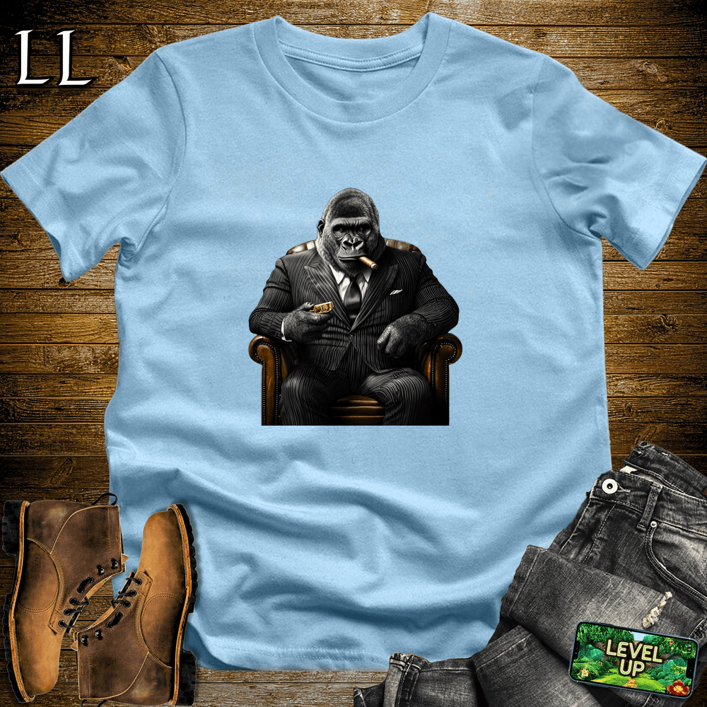 Pinstripe Cigar Gorilla Light Blue | Gorilla Graphic Tee