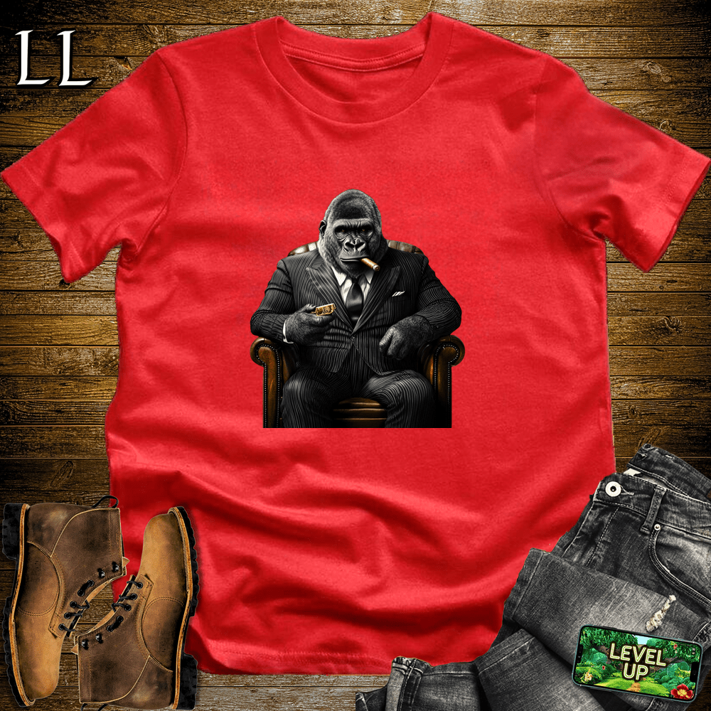 Pinstripe Cigar Gorilla Red | Gorilla Graphic Tee