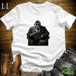 Pinstripe Cigar Gorilla White | Gorilla Graphic Tee