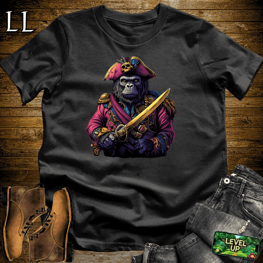 Pirate Gorilla Softstyle Tee Black | Adventure Tee