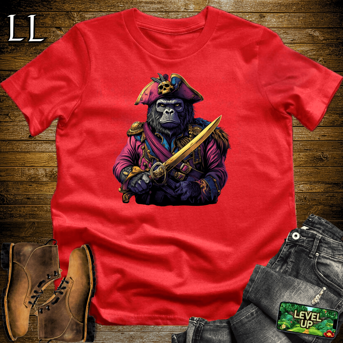 Pirate Gorilla Softstyle Tee - Red - LegacyLayers