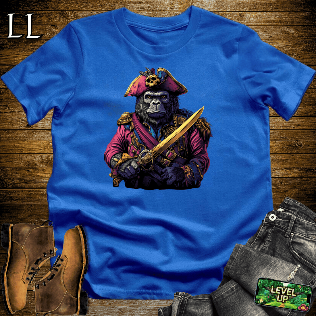 Pirate Gorilla Softstyle Tee Royal Blue | Adventure Tee