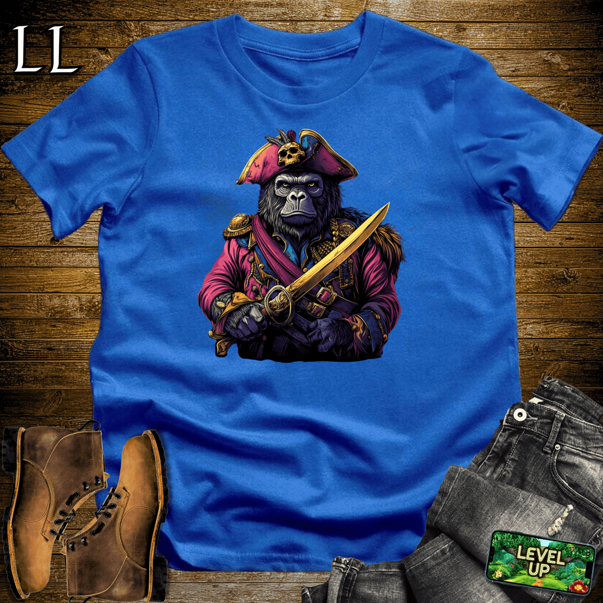 Pirate Gorilla Softstyle Tee - Royal - LegacyLayers