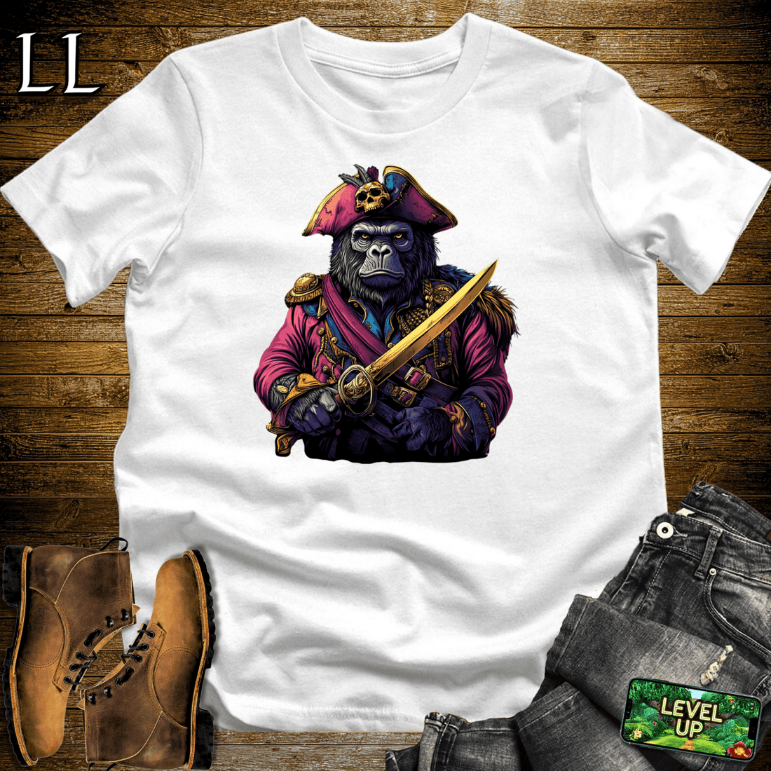 Pirate Gorilla Softstyle Tee White | Adventure Tee