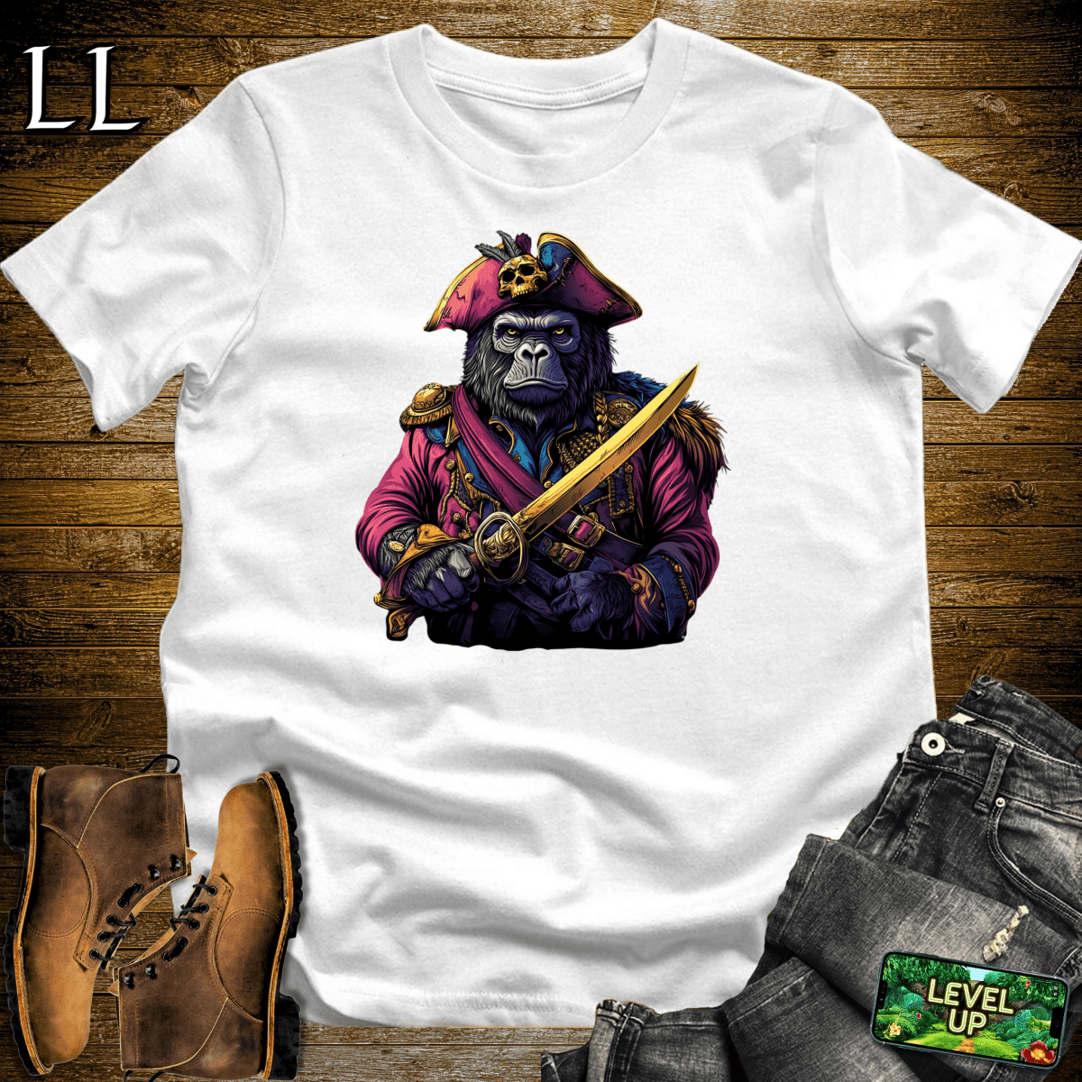 Pirate Gorilla Softstyle Tee - White - LegacyLayers