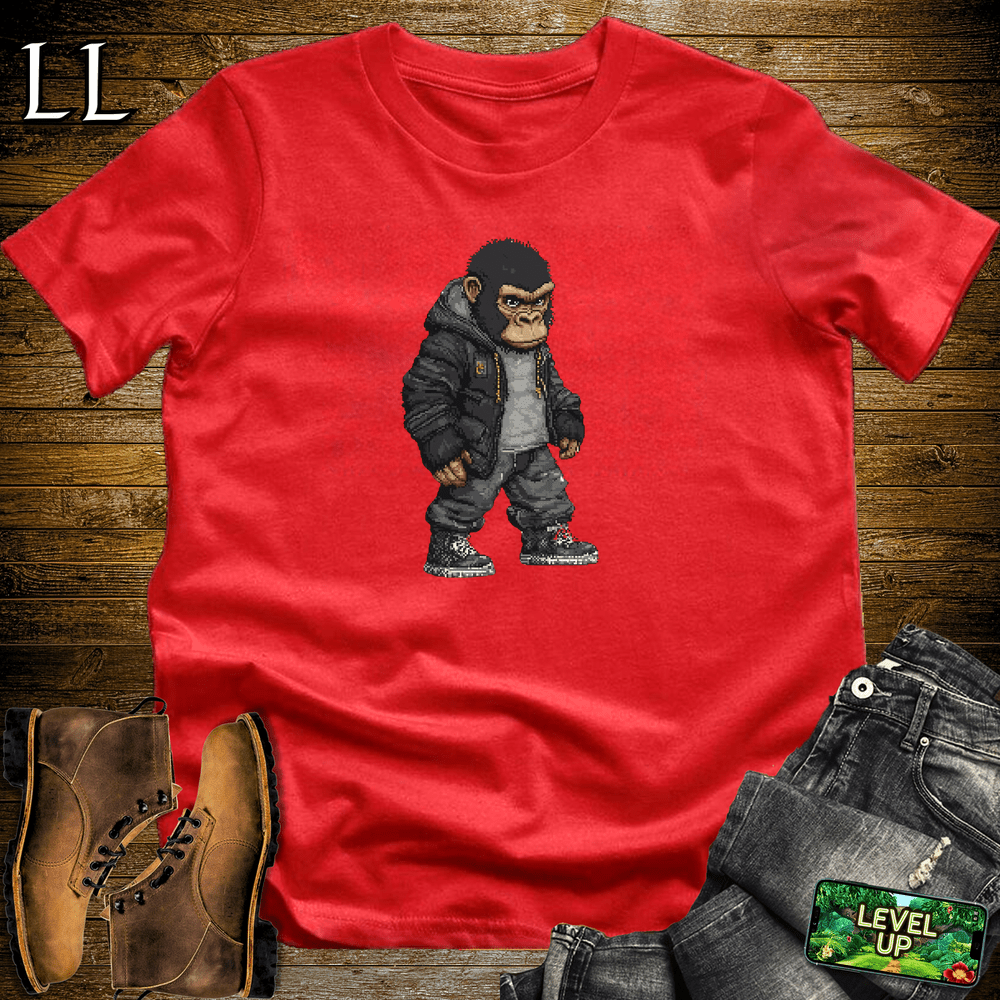Pixelated Gorilla Red | Retro Video Game Shirt