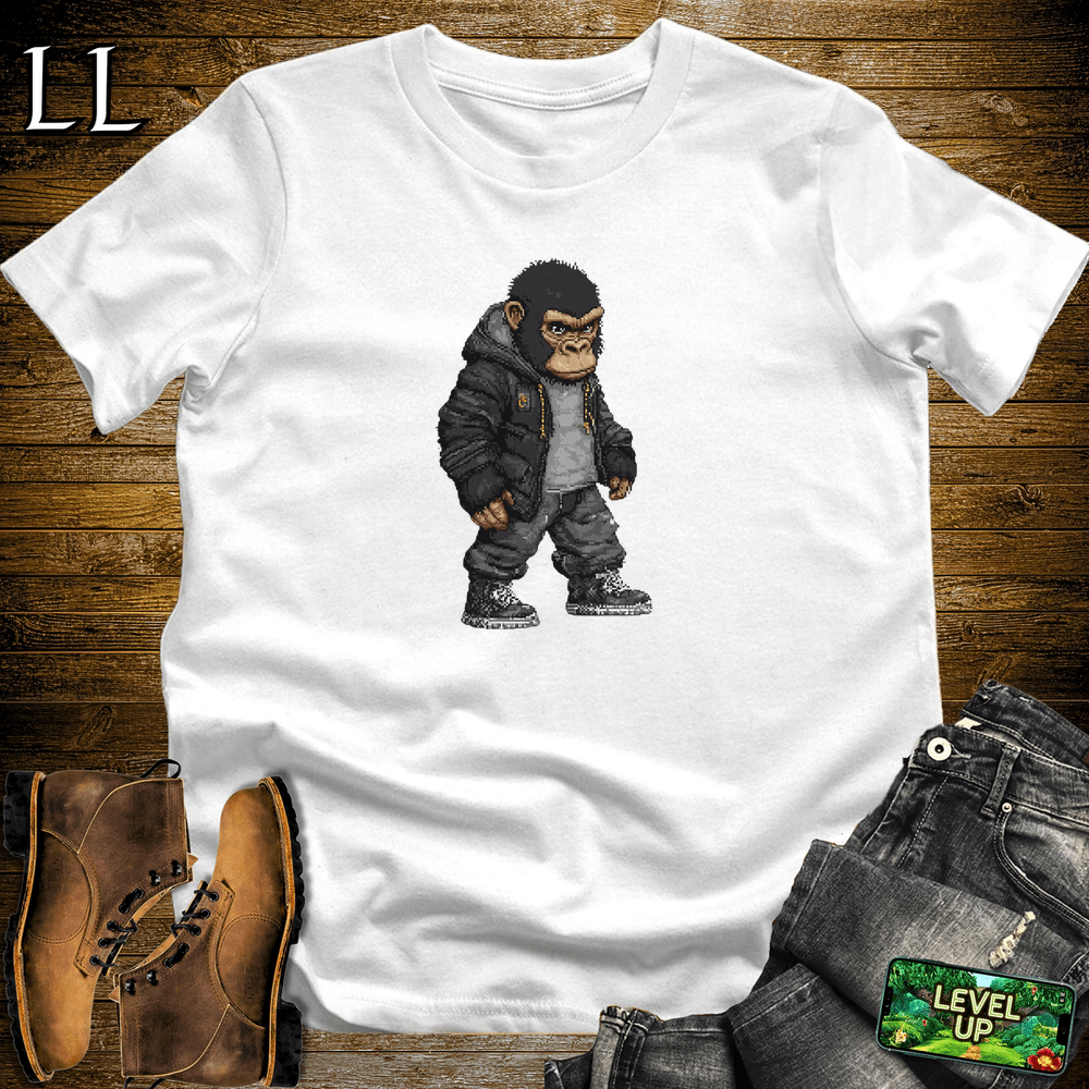 Pixelated Gorilla White | Retro Video Game Shirt