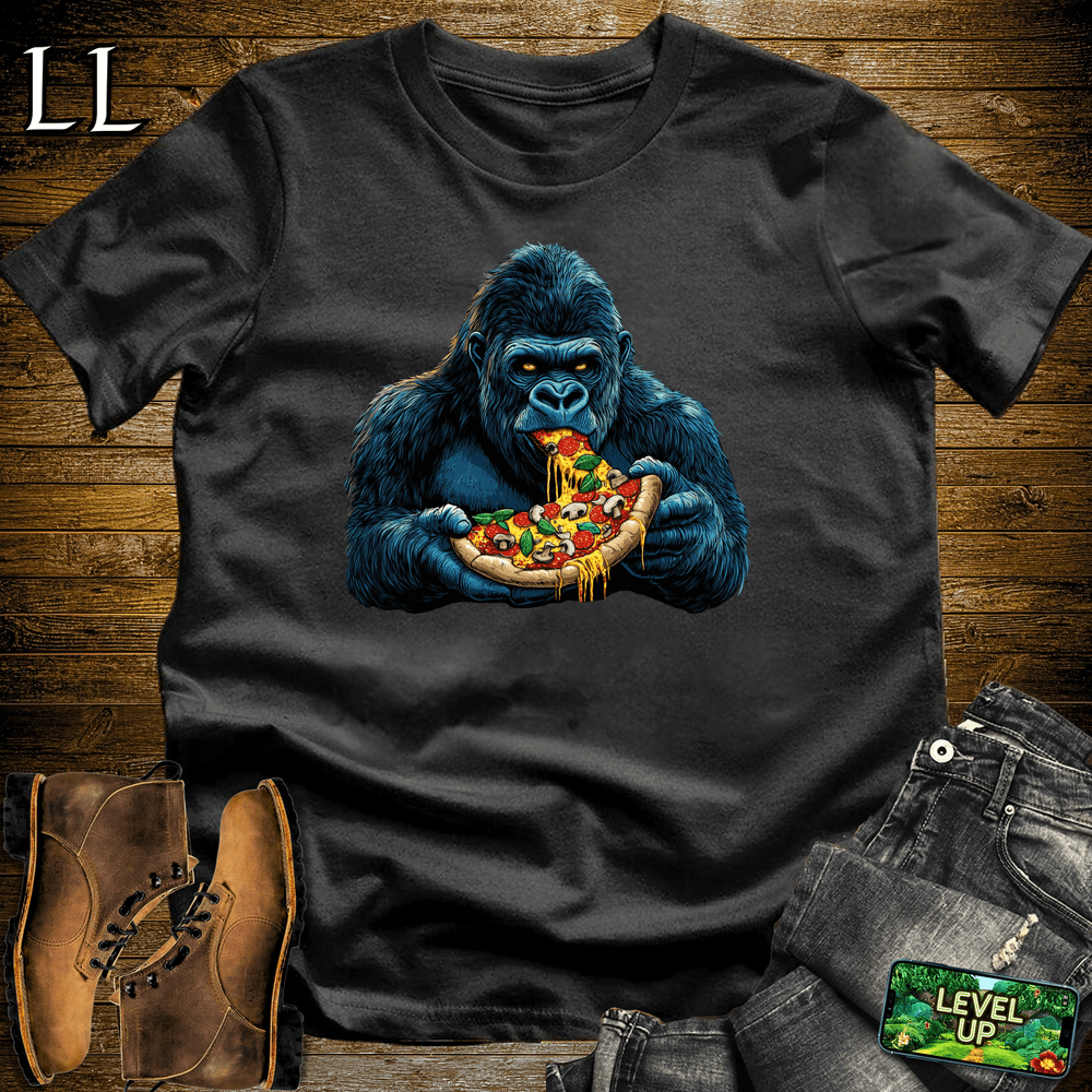 Pizza Time Gorilla Black | Funny Food Lover Shirt