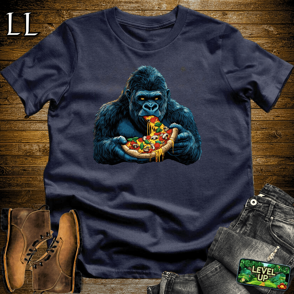 Pizza Time Gorilla Navy | Funny Food Lover Shirt