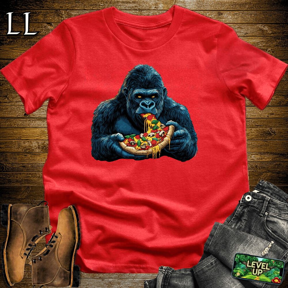 Pizza Time Gorilla Red | Funny Food Lover Shirt
