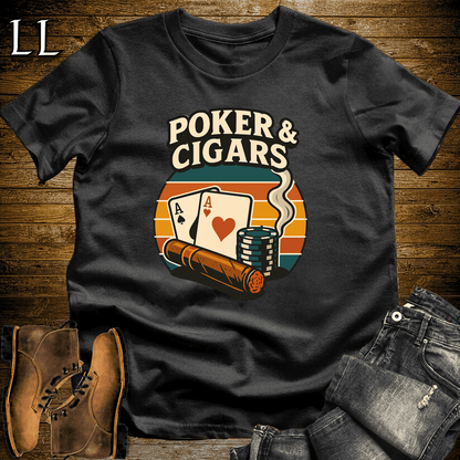 Poker And Cigar Softstyle T-Shirt Black | Cigar Lover Gift Tee