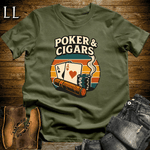 Poker And Cigar Softstyle T-Shirt Military Green | Cigar Lover Gift Tee
