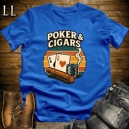 Poker And Cigar Softstyle T-Shirt Royal Blue | Cigar Lover Gift Tee