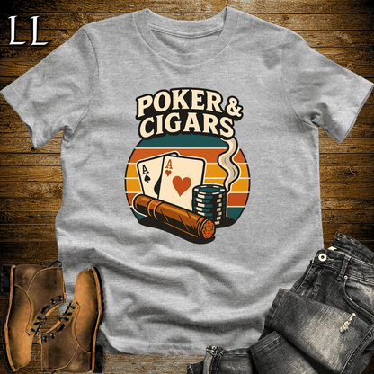 Poker And Cigar Softstyle T-Shirt Sport Grey | Cigar Lover Gift Tee