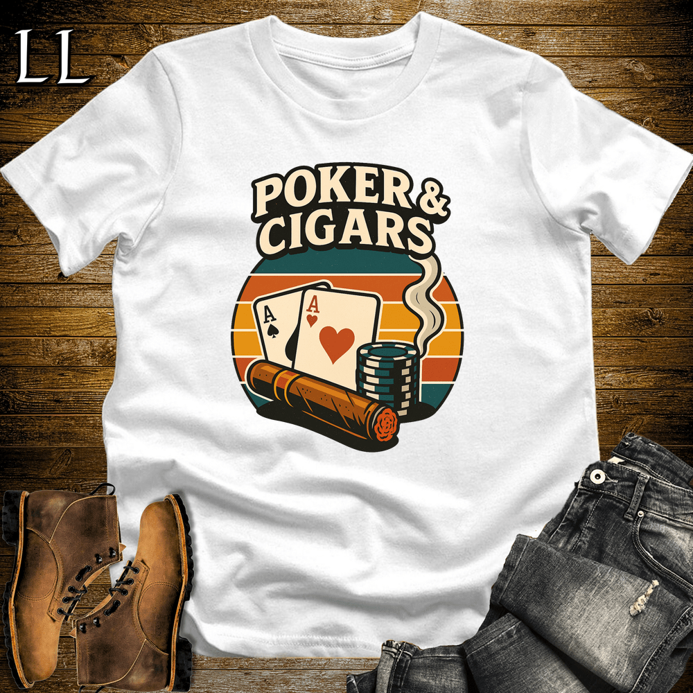 Poker And Cigar Softstyle T-Shirt White | Cigar Lover Gift Tee