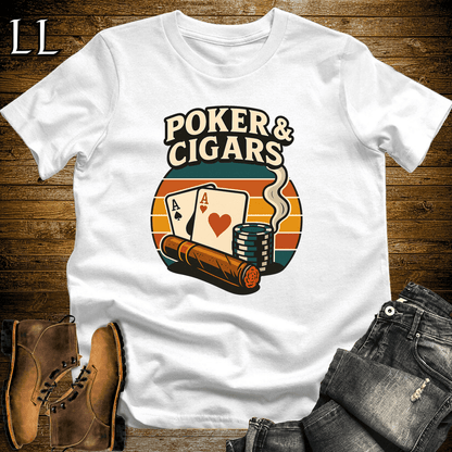 Poker And Cigar Softstyle T-Shirt White | Cigar Lover Gift Tee