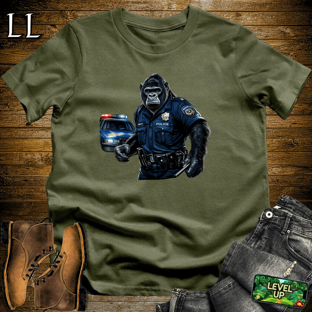 Police Officer Gorilla Military Green | Funny Cop Shirt