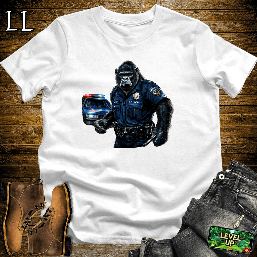 Police Officer Gorilla White | Funny Cop Shirt