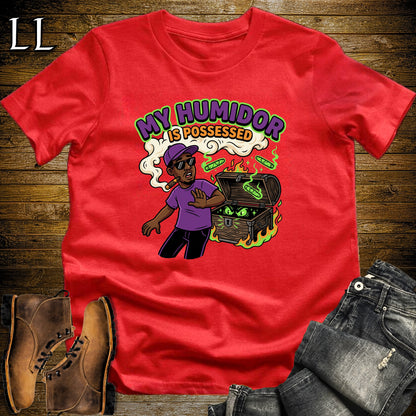 Possessed Humidor Floating Cigars Black Man T-Shirt Red | Halloween Cigar Shirt
